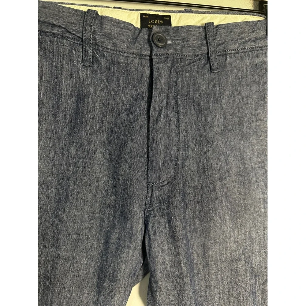 J CREW‎ MENS COTTON STRETCH CHAMBRAY 484 SLIM FIT CHINO PANTS EUC SIZE 28 X 30